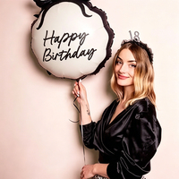 Kit de Décoration Noire et Blanche pour 40e Anniversaire Thème Nœud Coquette, Ballons Joyeux Anniversaire en Aluminium pour Fournitures de Fête