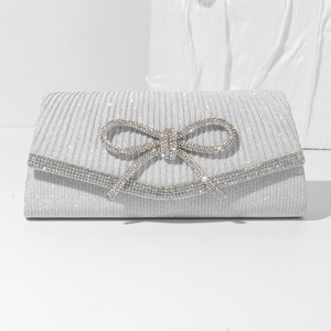 In-Stock European American Retro Style Polyester Fashion New <b>Evening</b> <b>Bag</b> Rhinestones Bowknot Glitter Clutch Chain - Product Image 4