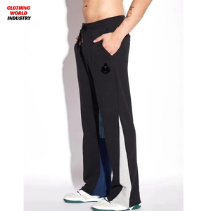 Pantalon de survêtement large personnalisé 450 GSM pour homme, coupe oversize avec patch brodé, en molleton bouclette, style baggy - Product Image 6