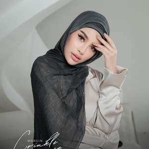 カスタム軽量ダブルステッチトリムビスコースレーヨンショールコットンビスコースヒジャブマッチセットムスリム女性ファッションモーダルヒジャブ - Product Image 4