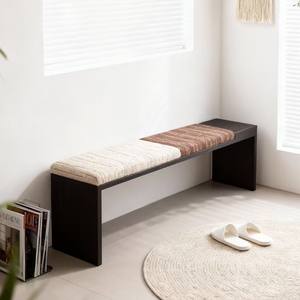 Modern Striped Upholstered <b>Bench</b> With Ash Wood Frame For <b>Entryway</b> Living Room Bedroom Use - Product Image 3