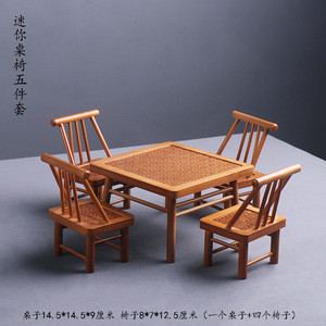 <b>Bamboo</b> <b>Table</b> And Chairs Set Miniature Craft Home Decoration Natural Handmade <b>Bamboo</b> Weaving Desktop Collectible - Product Image 2