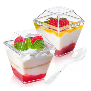 60ml tasse carrée simple paroi transparente PS gelée tasse 2oz <span class=keywords><strong>jetable</strong></span> Mini désert tasses de qualité alimentaire pour la crème glacée - Product Image 5