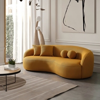 Canapé d'angle moderne de luxe en forme de croissant courbé en velours boucle blanche semi-circulaire en forme de lune pour le salon