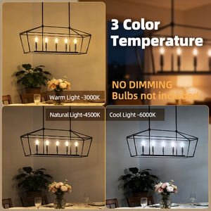 Lámpara Colgante Industrial Rectangular de 5 Luces, Estilo Candelabro, Color Negro, Ajustable, para Isla de Cocina, Comedor, Pasillo, Bar - Product Image 2