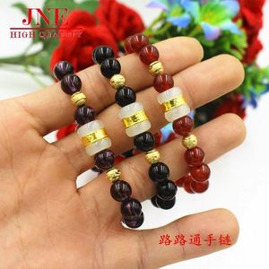 Dubai Schmuck Vergoldetes Accessoire Koreanisches Paar-Armband <span class=keywords><strong>Obi</strong></span> Vergoldetes Glücks-Kristall Farbbeständiges Herren- und Damen-Achat-Perlenarmband - Product Image 2