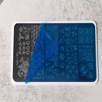 QS Marque Nouvelle Arrivée Nail Art Estampage Plaque Kit En Gros En Acier Inoxydable et En Plastique Fleur Conception Gel Outils Plaque Stocks