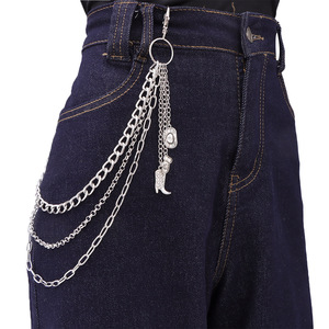 Fashion <b>Waist</b> <b>Chain</b> Double Layer Metal Hip Hop Denim Accessory Unisex Casual Zinc Alloy White K - Product Image 2
