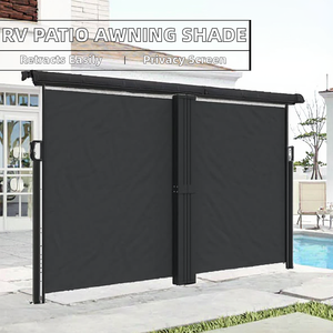 Modern Patio Screen RV Awning <b>Shade</b> White Privacy Aluminum Alloy Frame Retractable Manual Vertical Outdoor Brown Box Packing 8m - Product Image 2