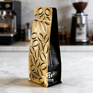 Bolsa de Café de Aluminio con Impresión UV Digital, con Válvula y Cierre, Fondo Plano, 250g 500g, Bolsa de Empaque para Granos de Café Negro - Product Image 1