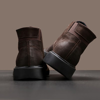 Bottes décontractées mi-montantes vintage pour hommes, en cuir véritable, à lacets, tendance, pour le travail, automne-hiver, avec semelle en caoutchouc