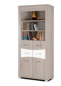 סט ריהוט עץ לסלון מעמד לטלוויזיה יחידת קיר אלון + לבן, שולחן קפה, שילוב ארון צד - Product Image 4