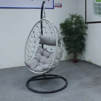 Fauteuil suspendu en rotin PE en forme d'œuf avec support en aluminium, fauteuil suspendu en forme d'œuf pour patio, villa, jardin, loisirs en plein air
