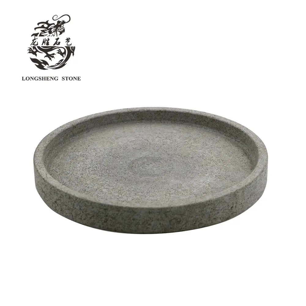 Bandeja de queso de roca natural multifunción para cocina, placa redonda de lava gris de 10 pulgadas