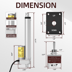 Bulk IP54 Waterproof Electric 1500n <b>Linear</b> <b>Actuator</b> 12v 8" Stroke 10mm/s Rohs CE Certified Furniture Automation <b>Linear</b> <b>Actuator</b> - Product Image 2