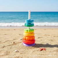 Juguete de torre giratoria arcoíris para bebés, con música, apilable, para educación temprana, desarrollo de la inteligencia y rompecabezas.