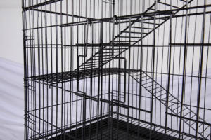 Jaula de Cría para Gatos de Hierro Forjado y Madera de 3 Niveles, Personalizable, con Hamaca, para Hámsteres y Conejos, en Caja - Product Image 6