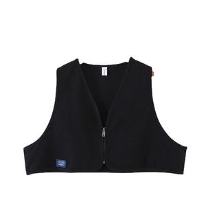 Changshu-Chaleco negro con cremallera para mujer, talla grande, N8128, chaleco holgado de algodón liso en capas para mujer adulta - Product Image 5