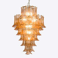 Lustre en verre de Murano de couleur ambre, décoration de mariage, pétales italiens, grand lustre pour salon
