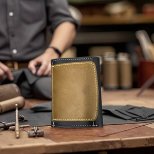 Vintage Slim Real Leather RFID ID Card Holder Mini Multi-Function Genuine Leather Wallet Open Closure Thread Short for Men - Product Image 3