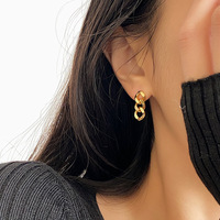 Nouveau Design Minimaliste Hypoallergénique En Acier Inoxydable Boucles D'oreilles Femmes Bijoux 18K Plaqué Or Cubain Lien Chaîne Goutte Boucles D'oreilles