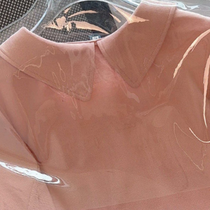 Polo de Manga Corta Rosa para Mujer, Casual, Color Sólido, Cuello Peter Pan, Tejido de Punto, Largo Regular - Product Image 3