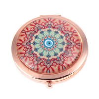 Miroir de maquillage compact en pierre précieuse, style turc du moyen-orient, impression de modèles, cadeaux promotionnels, miroir de poche