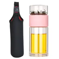Seaygift Custom Clear Double Wall Herbruikbare Glas Thee Cup Tumbler Draagbare Sport Thee Infuser Water Fles Voor Drinkwater