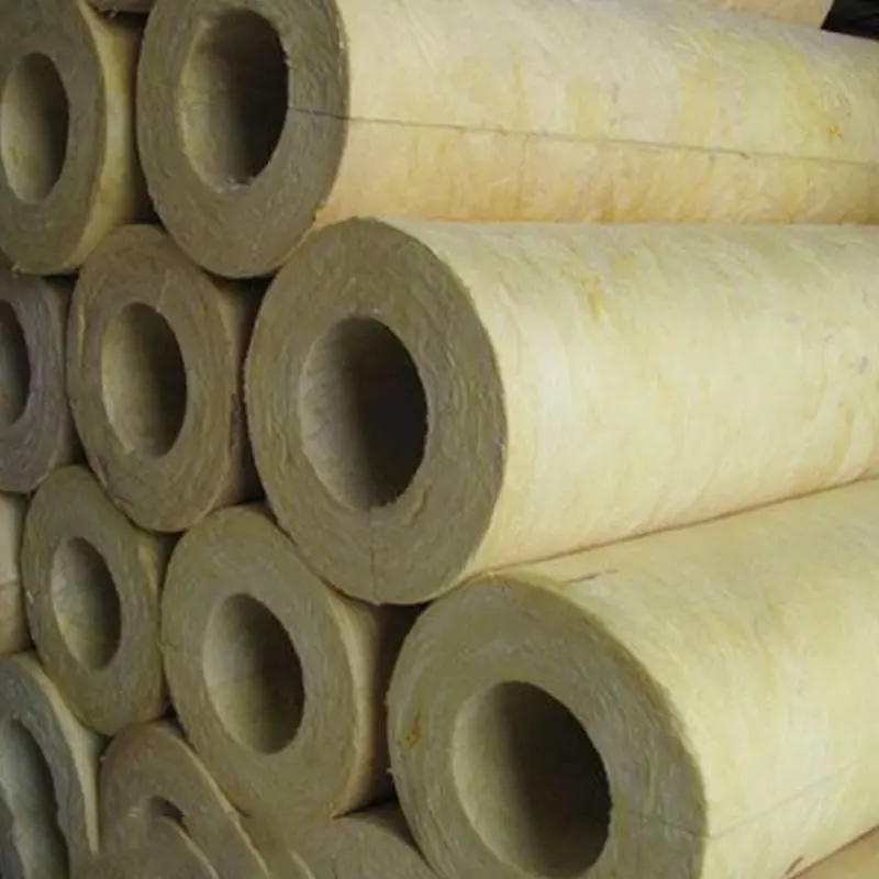 piping insulation materials density 100kg/m3 thickness 25-180mm mineral/rock wool pipe/tube with aluminum foil