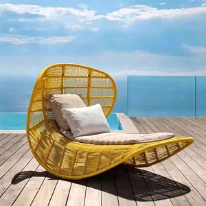 <span class=keywords><strong>Chaise</strong></span> <span class=keywords><strong>longue</strong></span> d'<span class=keywords><strong>extérieur</strong></span> moderne en corde tressée avec structure en aluminium, résistante aux intempéries, pour patio, bord de piscine, jardin, détente en plein air - Product Image 6