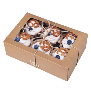 Caja de papel plegable para cupcakes, embalaje personalizado con ventana, 4/6/12 agujeros, venta al por mayor de fábrica