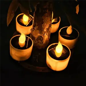Lampu LED Kuning/Putih Tanpa Api, Lilin Dapat Diisi Ulang Cahaya Lilin Matahari Lampu Teh untuk Bar Kamar Tidur Dekorasi Rumah Tamu