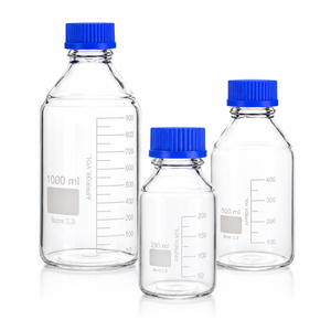 Fabricación en China de Botellas de Vidrio Borosilicato Ámbar Transparente para Reactivos Químicos, con Tapa Azul de Rosca, Personalizadas para Laboratorio - Product Image 2