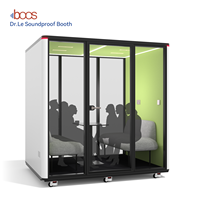 Cabine de réunion insonorisée modulaire à quatre panneaux, structure en aluminium, pod acoustique écologique pour espace de travail moderne, utilisation en extérieur, hôtel, vente en gros