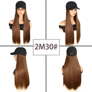 Parrucca <span class=keywords><strong>da</strong></span> donna sintetica marrone liscia con cappello integrato, naturale, <span class=keywords><strong>da</strong></span> 22 pollici, ideale per ragazza - Product Image 4
