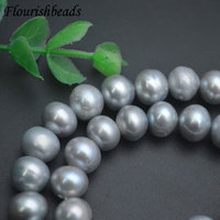 Offre Spéciale à la mode naturel d'eau douce gris 9mm perle plat forme ronde perles en vrac pour femmes hommes bijoux collier Bracelet fabrication