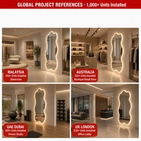 Miroir pleine longueur Fullkenlight avec éclairage LED, bord ondulé festonné, pour la décoration artistique et les marchés des matériaux de construction hôteliers