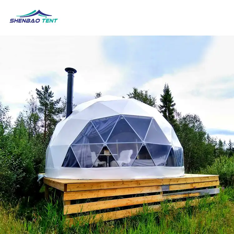 Fabrik preis Luxushotel Camping Fertighäuser Resort Wasserdichtes Glamping Geodätisches Kuppel haus rundes Kuppel zelt zu verkaufen