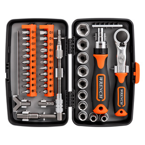 Wrench 38 In 1 Ratchet Wrench And Screwdriver Bit Set 1/4 In Socket Chrome Vanadium Steel Tool Case For Home Mechanical Repair - Product Image 1