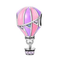 PANBUEATY Romantique Voyage Monde Voiture Montgolfière DIY Bijoux Bracelet Cuivre Argent Placage Zircon Mode Pendentifs Charmes