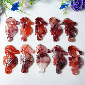 Vendita all'ingrosso calda naturale intagliato a mano rosso cristallo di quarzo fuoco cavallo di <span class=keywords><strong>mare</strong></span> per i bambini di natale regalo - Product Image 2
