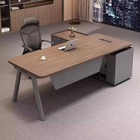 Bureau de direction en forme de L, bureau de travail moderne en bois avec tiroir et armoire latérale pour manager, bureau à domicile, PDG