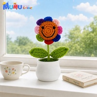 Plante de tournesol en pot au crochet faite à la main, fleur éternelle, décoration, cadeau de remerciement pour enseignant, soutien émotionnel, vente en gros