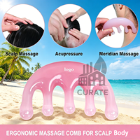 Outil de massage du cuir chevelu avec logo personnalisé, peigne de massage en résine, outil Gua Sha pour le soin du cuir chevelu, la croissance des cheveux et le soulagement du stress