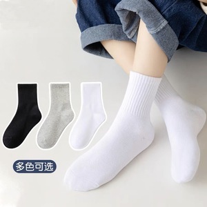 Children's Crew Socks Medium Thickness Sweat Absorbent For Boys Girls Student Autumn Winter Classic Black White - Product Image 1