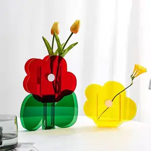 Creative Colorful Transparent Acrylic Vase Living Room Dining Table Decoration Flower vase Abstract art