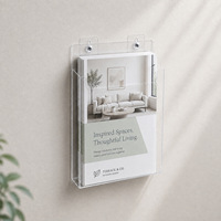 Boîte de rangement moderne minimaliste en acrylique A4/A5/A6, support mural sans perçage avec fentes pour cartes, présentoir de documents et de prospectus