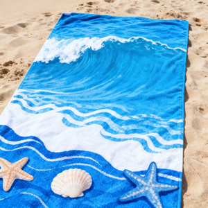 Serviette de plage, de piscine et de yoga en coton épais de haute qualité, design soleil personnalisé, 100% coton, taille personnalisée - Product Image 4