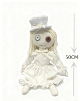 Poupées fantômes effrayantes d'Halloween, poupées en tissu à boutons noirs et blancs, jouets en peluche d'horreur gothique à succès pour la décoration, accessoires de fête
