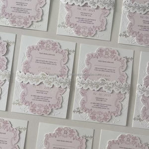 Carte d'invitation en papier coton avec impression offset, logo personnalisé, impression en relief de qualité supérieure, impression à la presse à lettres, pour les mariages - Product Image 3